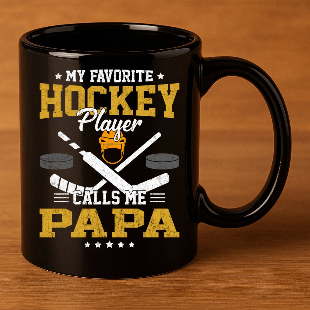 My Favorite Hockey Player Calls Me Papa Gift 11oz C Handle Ceramic Mug