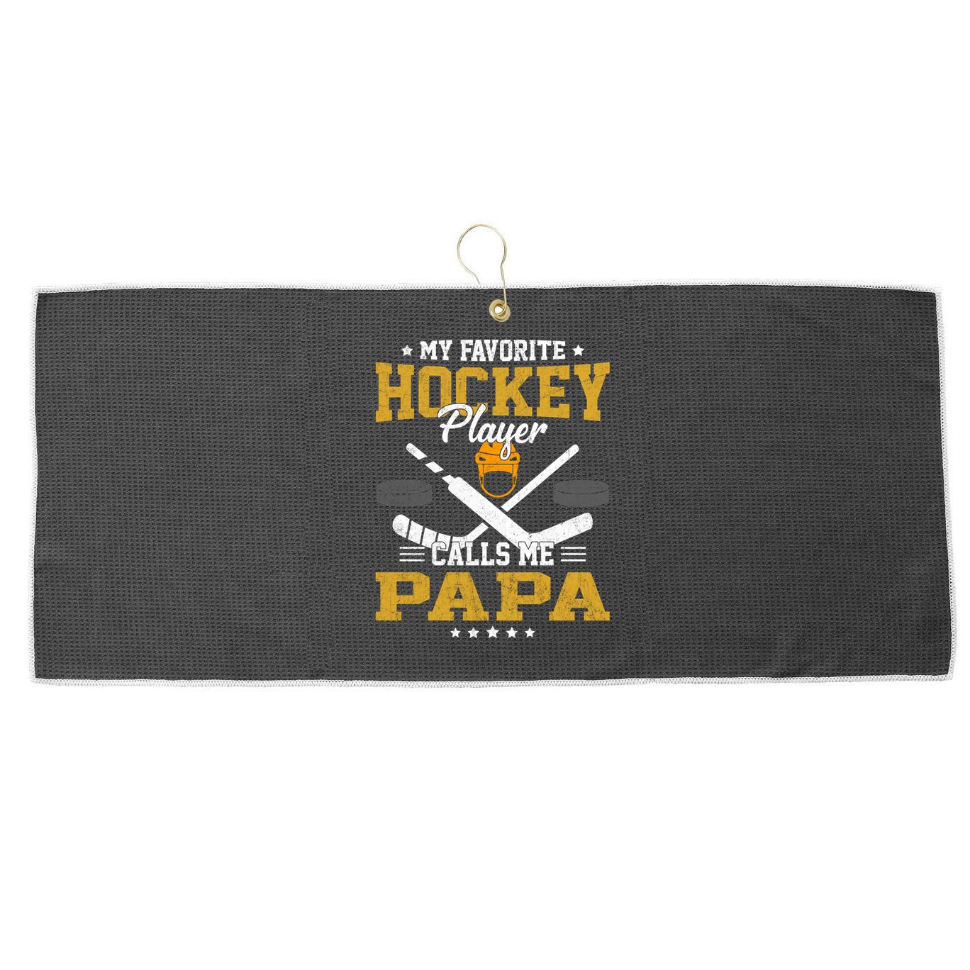 My Favorite Hockey Player Calls Me Papa Gift Large Microfiber Waffle Golf Towel