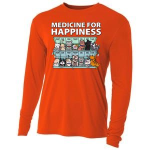 Medicine For Happiness Funny Cat Lover Cooling Performance Long Sleeve Crew