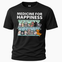 Medicine For Happiness Funny Cat Lover Cooling Performance Crew T-Shirt