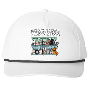 Medicine For Happiness Funny Cat Lover Snapback Five-Panel Rope Hat