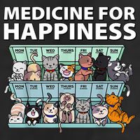 Medicine For Happiness Funny Cat Lover 11oz C Handle Ceramic Mug