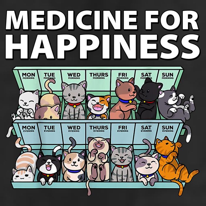 Medicine For Happiness Funny Cat Lover 11oz C Handle Ceramic Mug