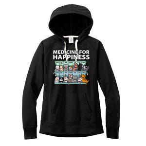 Medicine For Happiness Funny Cat Lover Women's Fleece Hoodie