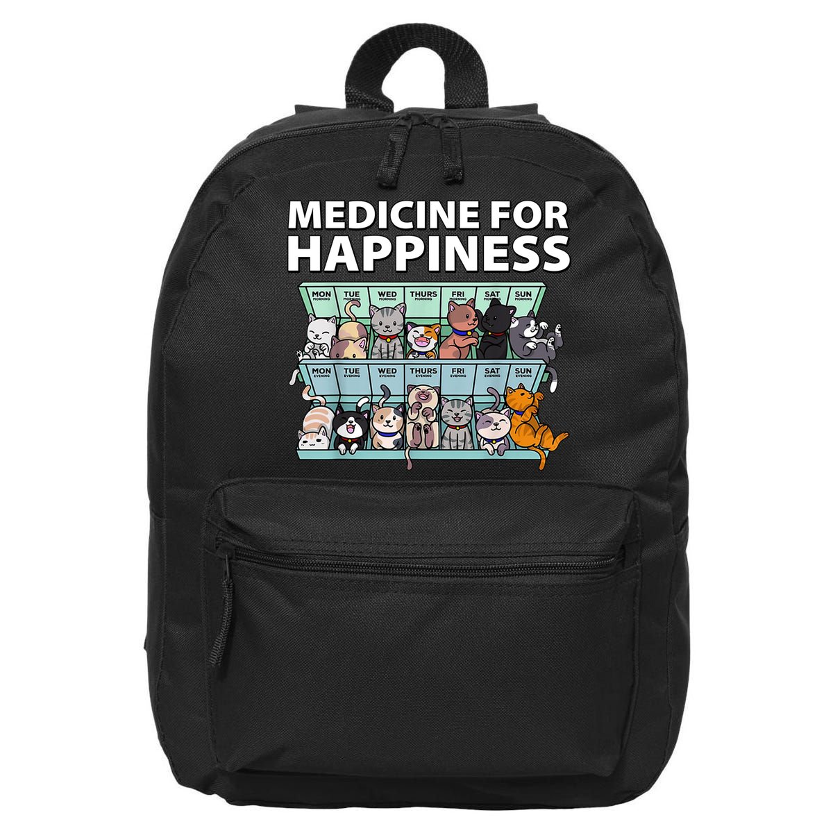 Medicine For Happiness Funny Cat Lover 16 in Basic Backpack