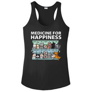 Medicine For Happiness Funny Cat Lover Ladies PosiCharge Competitor Racerback Tank