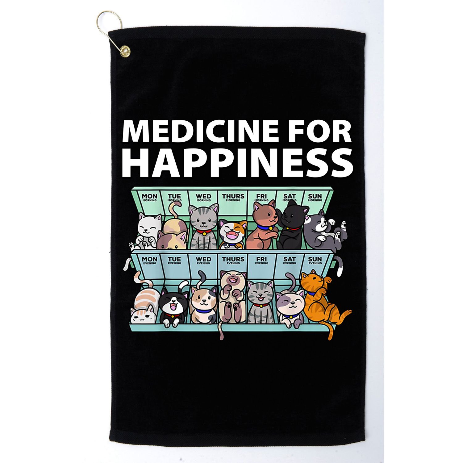 Medicine For Happiness Funny Cat Lover Golf Towel