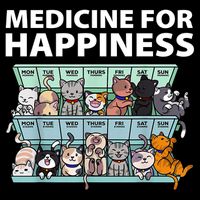 Medicine For Happiness Funny Cat Lover Cropped Pullover Crew