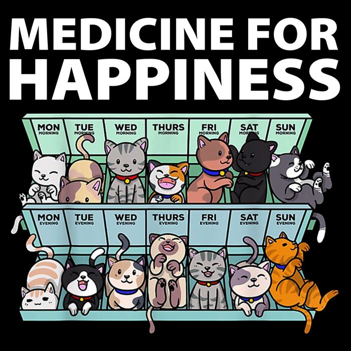 Medicine For Happiness Funny Cat Lover Cropped Pullover Crew