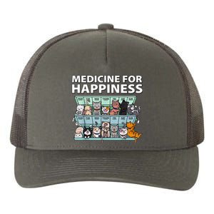 Medicine For Happiness Funny Cat Lover Yupoong Adult 5-Panel Trucker Hat