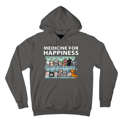 Medicine For Happiness Funny Cat Lover Hoodie