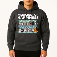 Medicine For Happiness Funny Cat Lover Hoodie