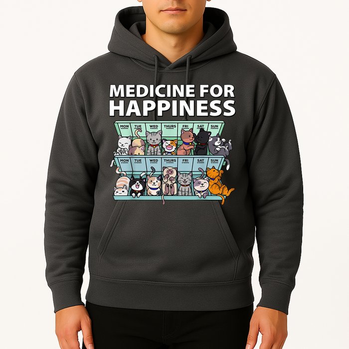 Medicine For Happiness Funny Cat Lover Hoodie