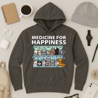 Medicine For Happiness Funny Cat Lover Hoodie