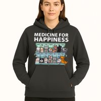 Medicine For Happiness Funny Cat Lover Hoodie