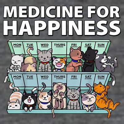 Medicine For Happiness Funny Cat Lover T-Shirt