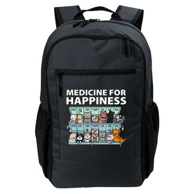 Medicine For Happiness Funny Cat Lover Daily Commute Backpack