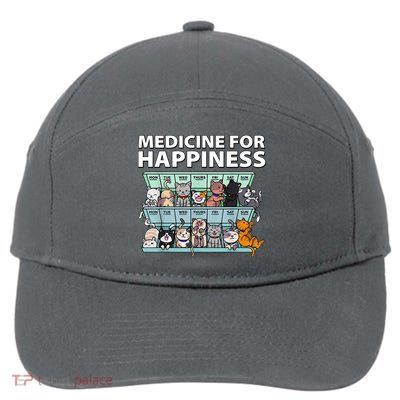 Medicine For Happiness Funny Cat Lover 7-Panel Snapback Hat