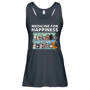 Medicine For Happiness Funny Cat Lover Ladies Essential Flowy Tank