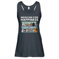 Medicine For Happiness Funny Cat Lover Ladies Essential Flowy Tank