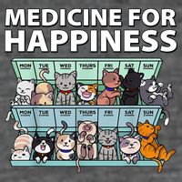 Medicine For Happiness Funny Cat Lover Flatbill Hat