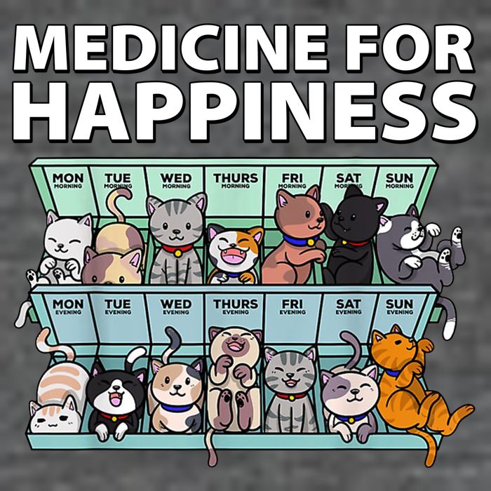 Medicine For Happiness Funny Cat Lover Flatbill Hat