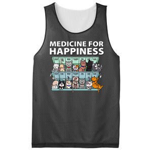 Medicine For Happiness Funny Cat Lover Mesh Reversible Basketball Jersey Tank