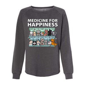 Medicine For Happiness Funny Cat Lover Womens California Wash Sweatshirt