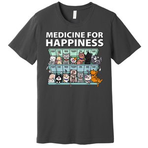 Medicine For Happiness Funny Cat Lover Premium T-Shirt