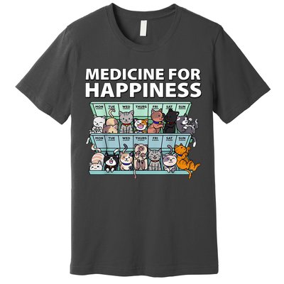Medicine For Happiness Funny Cat Lover Premium T-Shirt