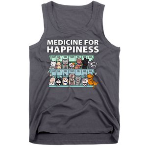 Medicine For Happiness Funny Cat Lover Tank Top