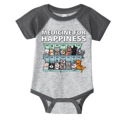 Medicine For Happiness Funny Cat Lover Infant Baby Jersey Bodysuit