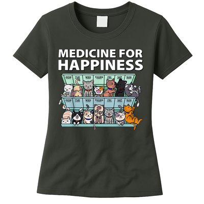 Medicine For Happiness Funny Cat Lover Womens T-Shirt