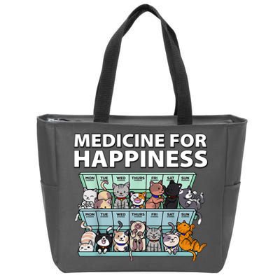 Medicine For Happiness Funny Cat Lover Zip Tote Bag