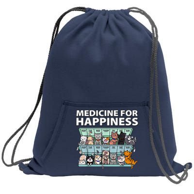 Medicine For Happiness Funny Cat Lover Sweatshirt Cinch Pack Bag