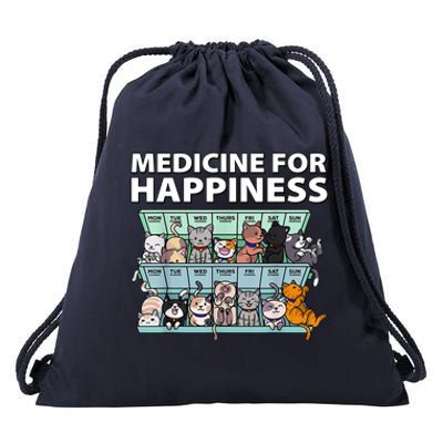 Medicine For Happiness Funny Cat Lover Drawstring Bag