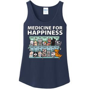 Medicine For Happiness Funny Cat Lover Ladies Essential Tank