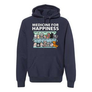 Medicine For Happiness Funny Cat Lover Premium Hoodie