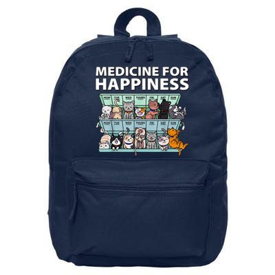 Medicine For Happiness Funny Cat Lover 16 in Basic Backpack