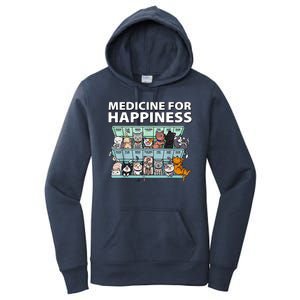 Medicine For Happiness Funny Cat Lover Women's Pullover Hoodie