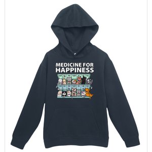 Medicine For Happiness Funny Cat Lover Urban Pullover Hoodie