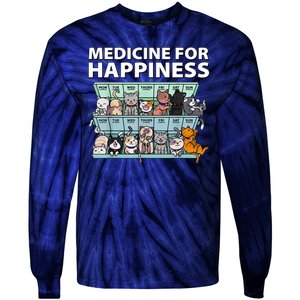 Medicine For Happiness Funny Cat Lover Tie-Dye Long Sleeve Shirt