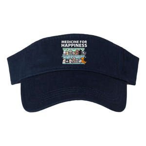 Medicine For Happiness Funny Cat Lover Valucap Bio-Washed Visor