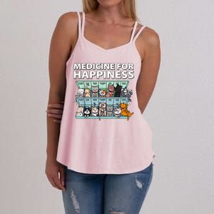 Medicine For Happiness Funny Cat Lover Women's Strappy Tank