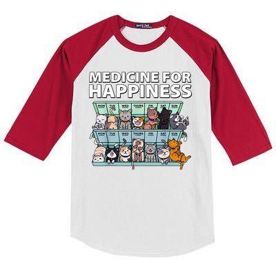 Medicine For Happiness Funny Cat Lover Kids Colorblock Raglan Jersey