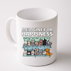 Medicine For Happiness Funny Cat Lover Coffee Mug