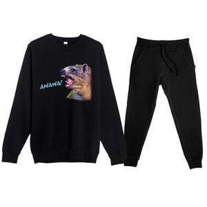 Mama Funny Hyrax Screaming Mom Hyrax Meme Animal Premium Crewneck Sweatsuit Set