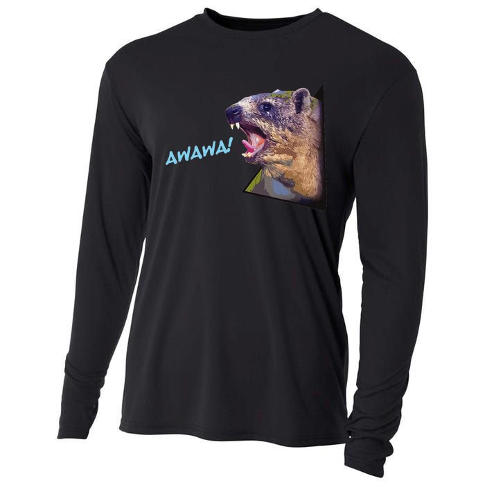 Mama Funny Hyrax Screaming Mom Hyrax Meme Animal Cooling Performance Long Sleeve Crew