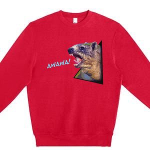 Mama Funny Hyrax Screaming Mom Hyrax Meme Animal Premium Crewneck Sweatshirt