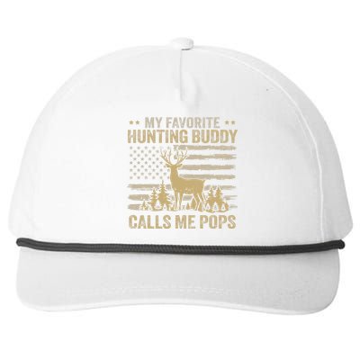 My Favorite Hunting Buddy Calls Me Pops Funny Hunting Snapback Five-Panel Rope Hat